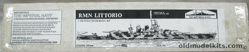 The Imperial Navy 1/700 RMN Littorio Battleship, 171-1 plastic model kit